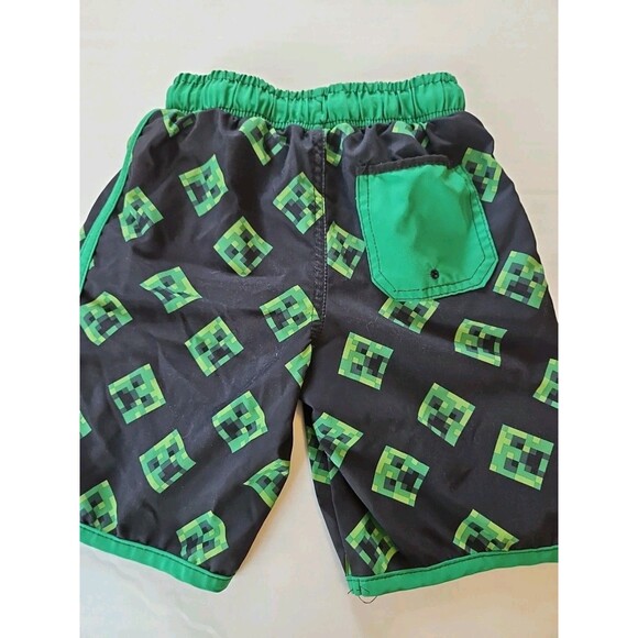 Boys Minecraft Swim Trunks Rash Guard Set Short Shirt Swimsuit Creeper 6 / 7 - Picture 10 of 11